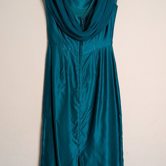 Stunning Emerald Satin Vintage Dress - Picture 6 of 9